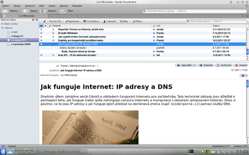 Thunderbird – poštovní a NNTP klient