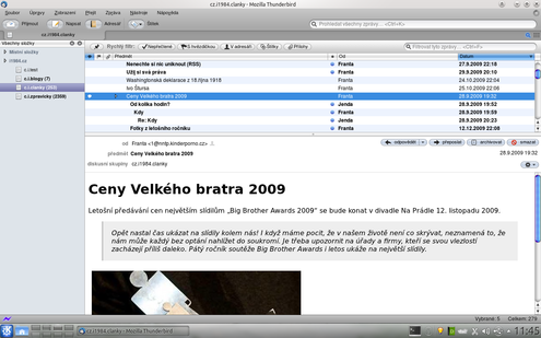 Thunderbird – poštovní a NNTP klient